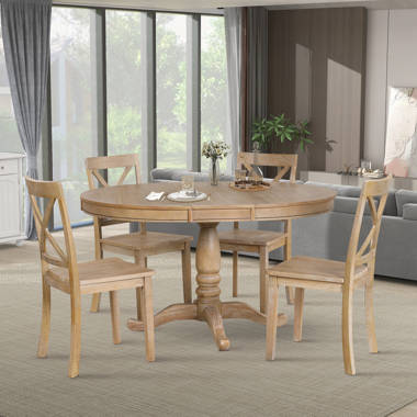 Round dining discount table set extendable